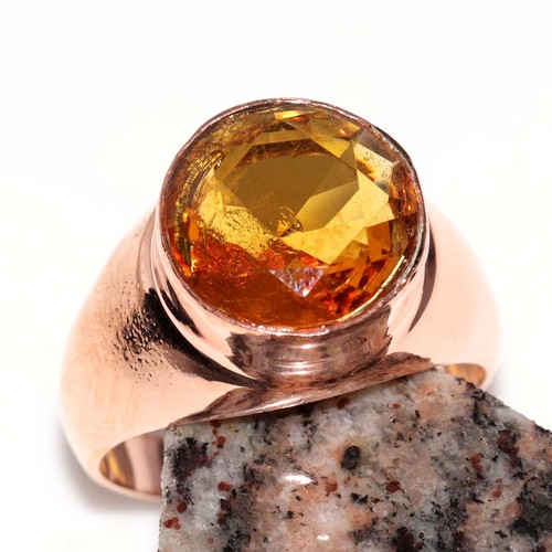 Anello uomo citrino placcato