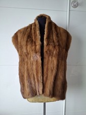 Sciarpa scialle avvolgente vintage pelliccia visone marrone collo stola per cappotto sciarpa