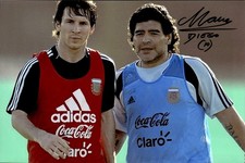fotografia signed autografata  Lionel Messi e Diego Armando Maradona
