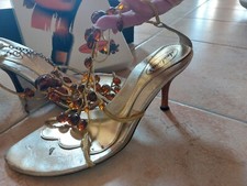 Sandalo gioiello Idealdonna con pietre. Color bronzo, tacco medio  n.38