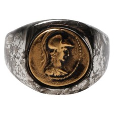 Anello DOLCE & GABBANA tono argento inciso due colori vero ottone US10/EU62 530usd