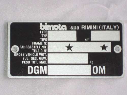 Targa originale bimota per - bimota,