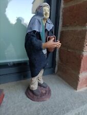 Antica Statua Presepe Vinaio Grandi Dimensioni Terracotta Dipinta Opera D'arte 