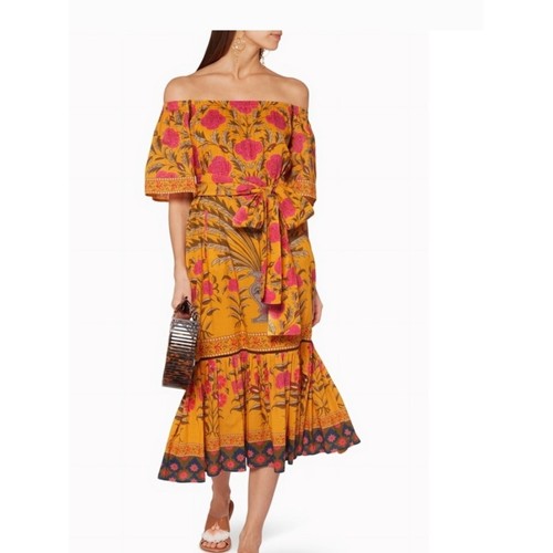 Abito midi floreale spalle