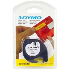 Dymo LetraTag etichette originali in Plastica – 12 mm x 4 m – Nero su Bianco