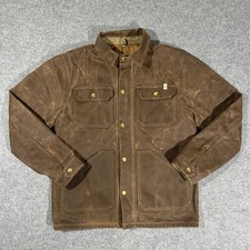 Giacca Ship John Wills V2 cerata uomo cotone marrone zip made in USA - Taglia Large