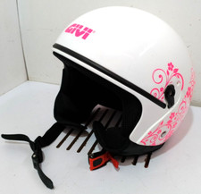Casco GIVI Demi-jet modello 10.7 Bianco con Fiori Rosa TG 56 ( S )
