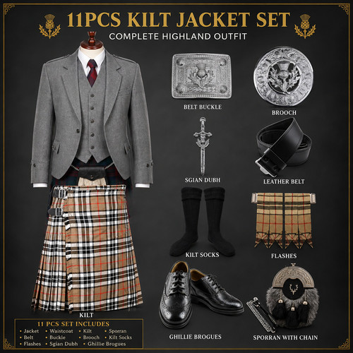 Scottish 11pcs kilt jacket - 11pcs,