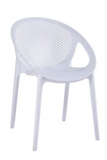 Set 4 Poltrone in Resina Monoblocco "Sierra Net" By Flow Bianco