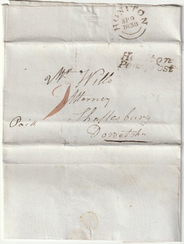 1838 devon honiton penny post - 1838,