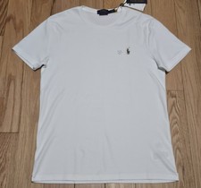 Polo Ralph Lauren uomo bianca personalizzata slim fit girocollo pony nuova con etichetta