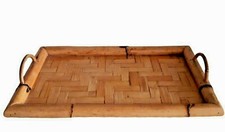Vassoio da portata in rattan bambù italiano moderno metà secolo vassoio cocktail Bonacina anni 60