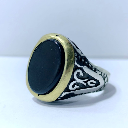 Anello uomo agata nera
