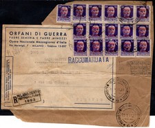 1944 23 MARZO FRONTESPIZIO DI PACCO RACCOMANDATO DA MILANO PER GLI ORFANI DI GUE