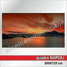 QUADRI MODERNI TELA  CANVAS NAPOLI VESUVIO PARTENOPEO TRAMONTO 200X125