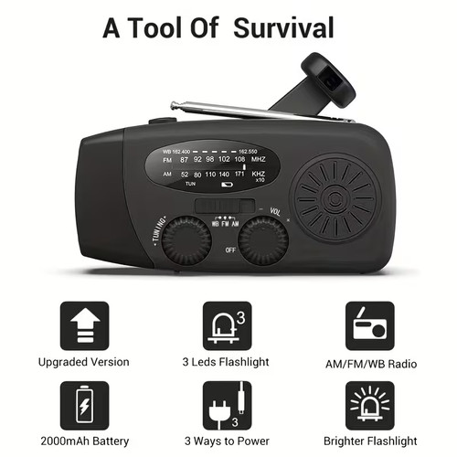Emergency hand crank solar - hand,