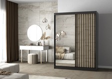 Armadio ante scorrevoli a specchio VIST larghezza 150 cm lamelle moderno