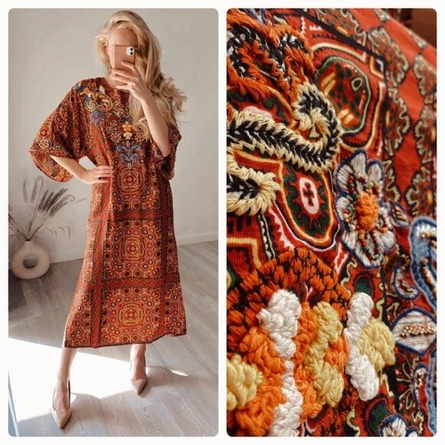 Zara kaftan dress printed - dress,