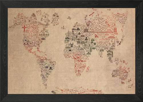 Mappa icone viaggio mondo