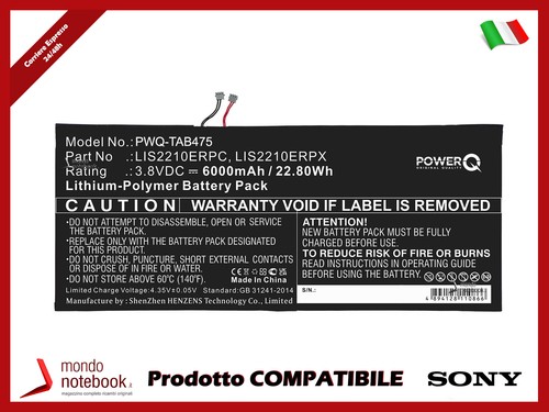 Batteria powerq 6000mah 8v - batteria, 3.8v