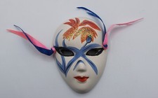 MASCHERA DA PARETE DECORATIVA VENEZIANA VINTAGE ,IN CERAMICA DIPINTA A MANO
