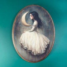 DECORAZIONE IN LEGNO SELENE FANTASMA, targa in legno gotico strega, arte da parete dea greca