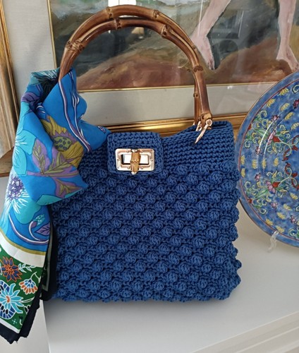 Borsa azzurra handmade - azzurra, handmade.