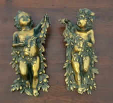 Sculture coppia Putti in bronzo dorato del 1800