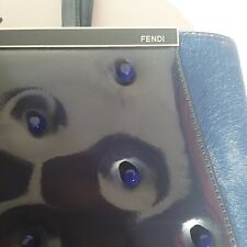 FENDI 2JOURS BORSA A MANO IN PELLE BLU BORCHIATA FERRAMENTA ARGENTO *RARA*