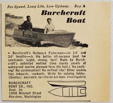 1947 Stampa Pubblicità Burchcraft Fuoribordo Pescatore Marina Compensato Barche Aberdeen, WA
