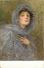Donna con velo grigio - 1916 / illustratore Stragliati
