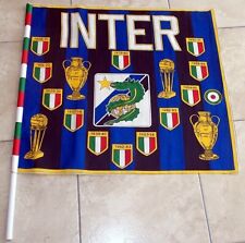 BANDIERA Vintage dell'INTER 12° SCUDETTO 1979-80 misure 57 x 66 cm. con Asta