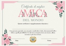 Certificato di miglior amica Attestato Diploma per amiche del cuore e per sempre