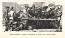 Antique print rome street - street, life