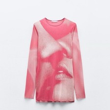 Top Zara in tulle rosa con