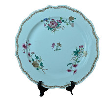 Grande Piatto Antico Porcellana Cinese Famiglia Rosa Qianlong XVIII Sec 35 CM