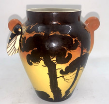 G. Ferry Ceramica Francese Cicada Piccolo Vaso Ceramica Tramonto Alberi Art Decò (così com'è)