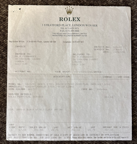 Rolex service certificate - rolex,