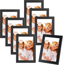 Cornice portafoto 10x15 cm nera - set di 8 cornici in vero legno per casa e ufficio