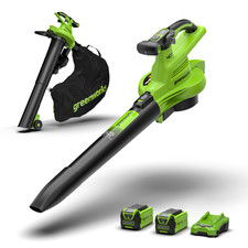 Greenworks Soffiatore Aspiratore 40V Gen2 Brushless con 2 Batterie 2Ah e Caricat