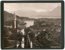 Suisse, Thoune, Thun, mit der Blümlisalp  Vintage albumen print Tirage album