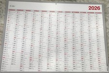 Tabella Annuale 2026 cm. 68x48