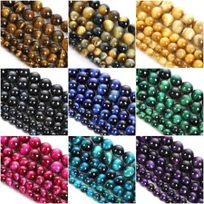 Pietra Preziosa Occhio di Tigre Naturale Liscia Rotonda Perline Sciolte per Bracciale Fai da Te Collana