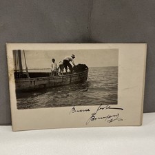 CARTOLINA PICCOLA BIANCO NERO VINTAGE FOTO BARCA - PESCA - ITALIANA 