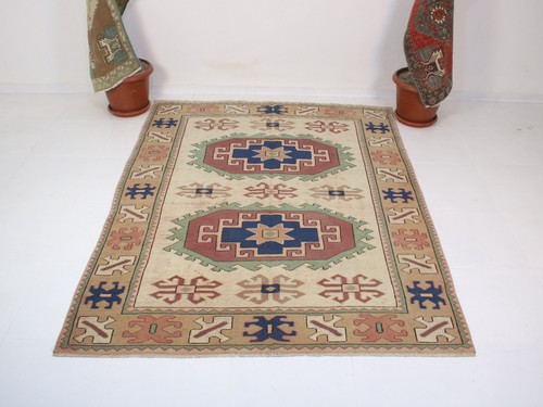 Tappeto area 5x7 beige blu
