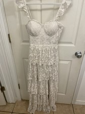 Abito maxi pizzo bianco a