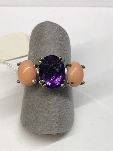 Anello corallo rosa ametista - anello,