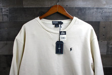 Polo Ralph Lauren Felpa Uomo Media Panna Lusso Pile Girocollo Pony Logo