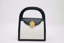 CELINE Vintage Borsa Medaglione Trapezio Pelle Bicolore Bianco Navy 4138h