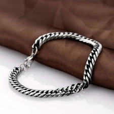 Bracciale Uomo Acciaio Inox Braccialetto Donna Argento Catena Unisex Maglia 7 mm